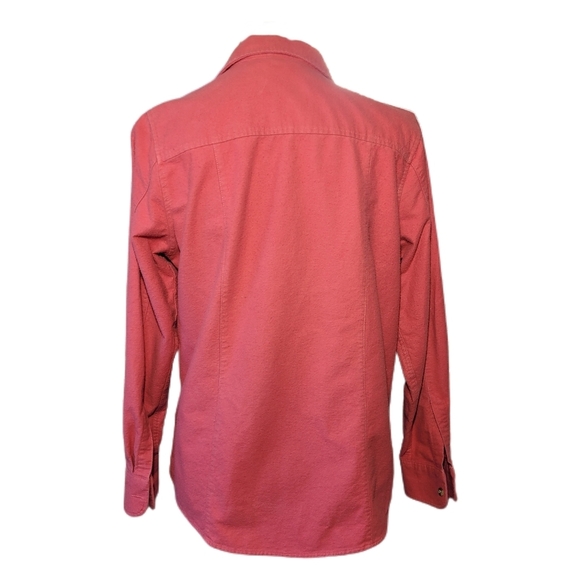 Vintage LL Bean Sz M Maroon Long Sleeve Flannel Button Down Shirt Shacket *FLAW* - Picture 2 of 9